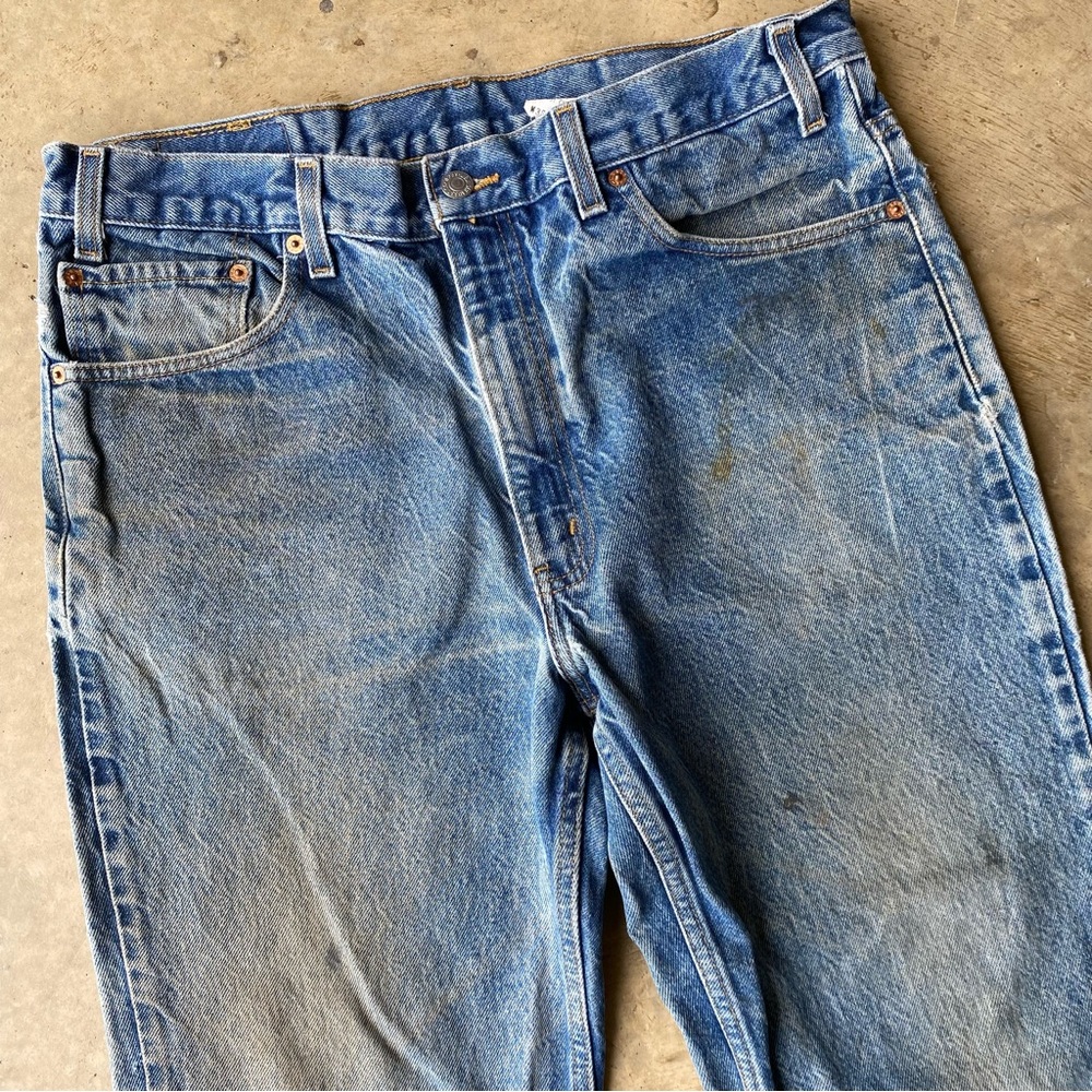 Vintage Levi’s red tab 517 boot cut y2k 2001 denim jeans vintage dirty fade 34